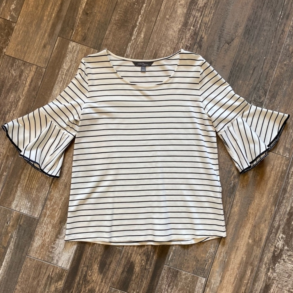 Black and White Top with Bell Sleeves